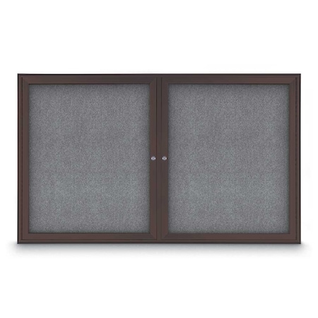 United Visual Products Sliding Door Indoor Enclosed Corkboard, 9 UV9030ACS-BLACK-BUFF